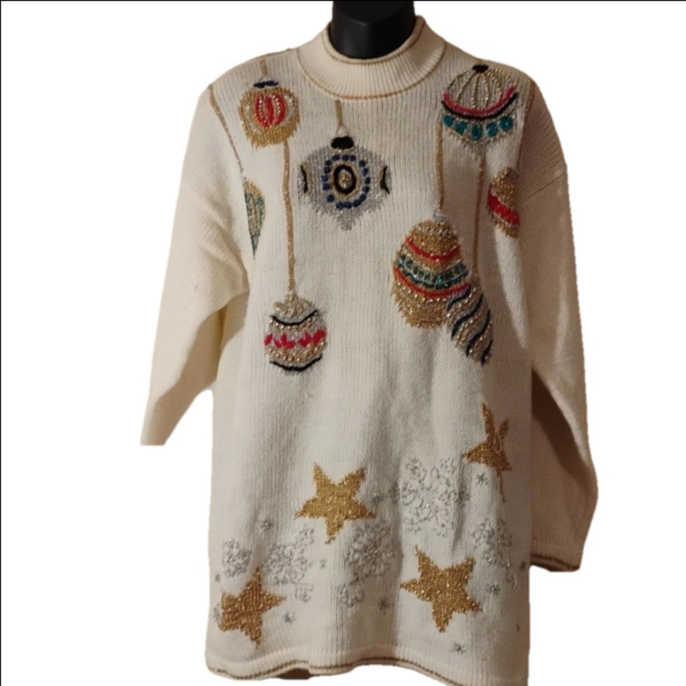 Dana Scott retro style ornament Christmas sweater. Size large.